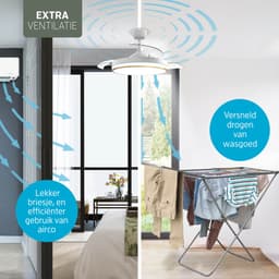 Varin® Smart Plafondventilator met LED verlichting RGBW - Wit/Goud - Tuya Wifi - Ø 50cm/108cm - Super stil - Smart lamp - Plafondlamp slaapkamer - Plafonniere woonkamer - Plafondlampen - Plafond lamp - Verlichting kinderkamer - Plafond ventilator — thumbnail 4