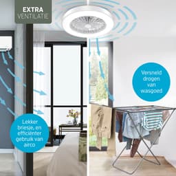 Varin® Plafondventilator met verlichting - Wit - Tuya Wifi - LED 30W RGBW - Ø 50cm - Super stil - Afstandsbediening - Smart lamp - Plafondlamp - Plafonniere - Plafondlampen - Plafond lamp - Verlichting kinderkamer slaapkamer woonkamer - Ventilator — thumbnail 4