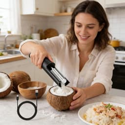 Elektrische Kokosrasp - Draadloze Schraper - Keuken Voorbereiding - Efficiënte Verwerking - 24 cm - Zwart — thumbnail 3