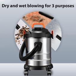 Stofzuiger - Nat en Droog Stofzuiger - 20L - 1200W - 18 kPa Zuigkracht - met 4 Zwenkwielen - Zwart — thumbnail 4