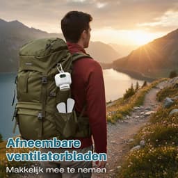 Rosnek Oplaadbare Plafondventilator met Lamp - 8000mAh Campingventilator - Draadloze Tentventilator met Onafhankelijk Nachtlampje & Afstandsbediening - Plafondlampen met ventilator Ø 27cm - Wit — thumbnail 2