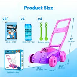 SnelShoppen - Bellen Grasmaaier met Muziek, Morsvrij Ontwerp, 5000+ Bellen/Min, Tuinspeelgoed voor Kinderen 3-6 Jaar, Binnen en Buiten, Paars — thumbnail 2