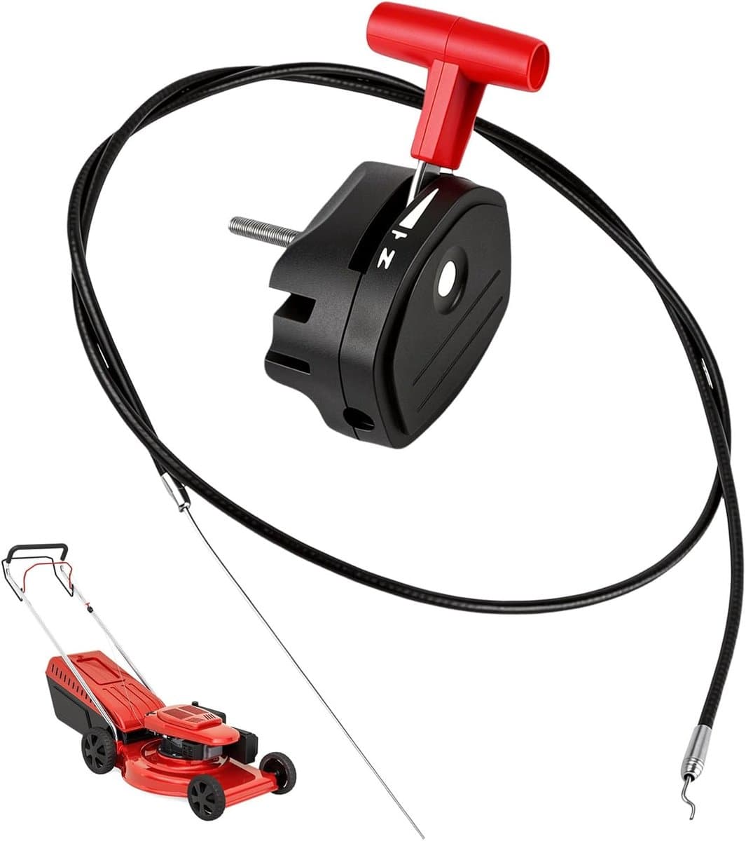 SnelShoppen - 142 cm Universele Gaskabel voor Grasmaaier met Ergonomische Throttle Lever - Duurzaam en Robuust - Voor Grasmaaier, Grastrimmer en Tuinm — afbeelding 1