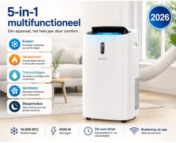 Krachtige Mobiele Airco - 4 in 1 Airco - 12000BTU - Airconditioning - Ventilatoren - Wit — thumbnail 4