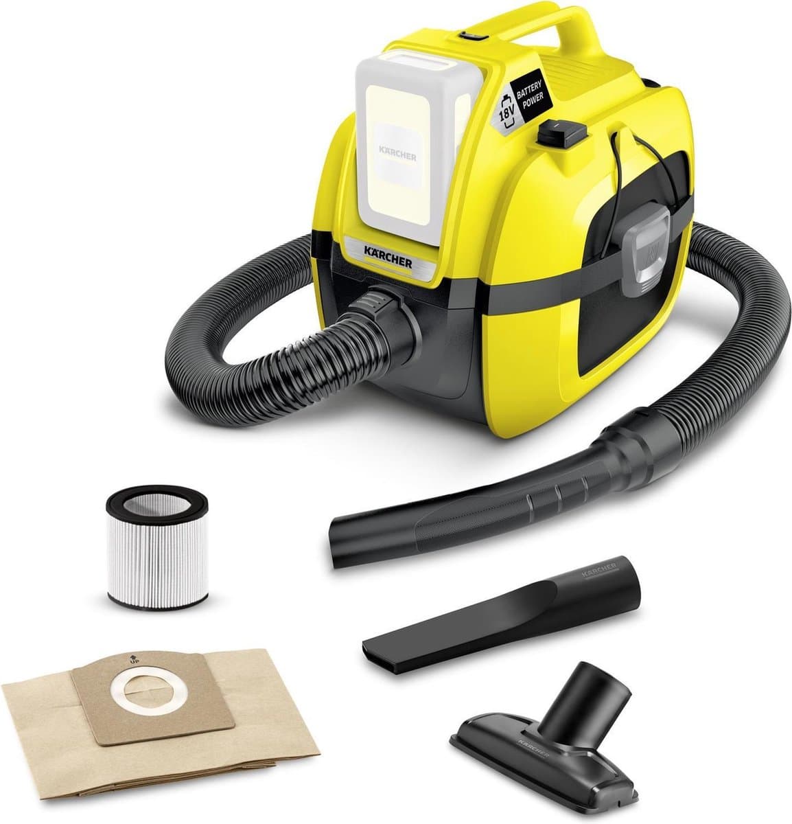Kärcher WD 1 Compact Battery Nat-en Droogzuiger - 18 V - Excl. accu en lader - 7 liter - Patroonfilter — afbeelding 1