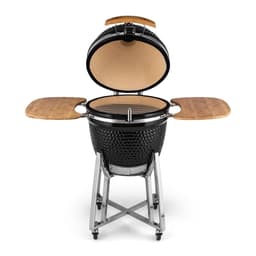 Klarstein kamado grill - om te grillen, slow cooking, roken of bakken, verwijderbare zijpanelen, keramiek, roestvrij staal, bamboe, thermometer van 0-450 °C, 3 wielen, 75 x 132 x 125 cm, zwart — thumbnail 3