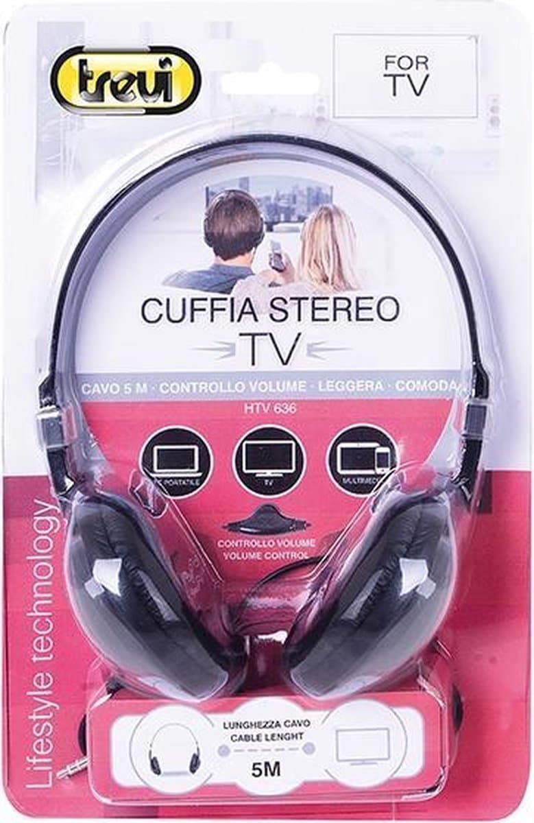 Trevi HTV 636 Zwart Supraaural Hoofdband koptelefoon — afbeelding 1