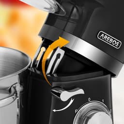 AREBOS Keukenmachine - 1500W - Keukenrobot - 5,5L&4,5L - Keukenmixer - Foodprocessor - Roestvrij Stalen Mengkom - 6 Snelheden - Zwart — thumbnail 2