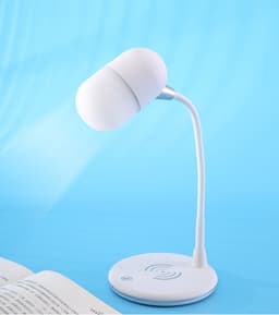 PriFri - 3 in 1 draadloze oplader, Bluetooth luidspreker, LED lamp, Wit — thumbnail 1