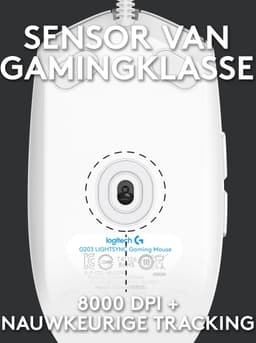 Logitech G203 LIGHTSYNC - Bedrade Gaming Muis - RGB verlichting - Wit — thumbnail 4
