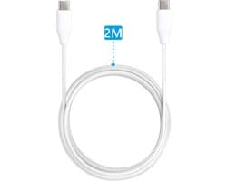 USB-C Snoer - 60W - USB C naar USB C - 2 Meter Lang - Sterke USB Type C Kabel - Datakabel - 480MBps - Voor GSM, Smartphone, Tablet, Telefoon, Laptop