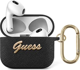 Guess Saffiano Logo AirPods 3 Case - Zwart — thumbnail 1