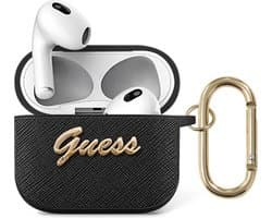 Guess Saffiano Logo AirPods 3 Case - Zwart