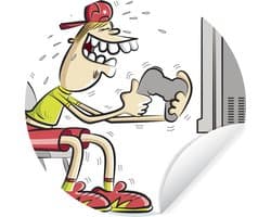 WallCircle - Muurstickers - Behangcirkel - Gamer - Televisie - Console - 80x80 cm - Muurcirkel - Zelfklevend - Ronde Behangsticker