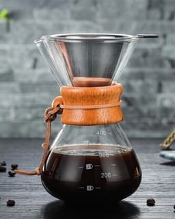 Koffiezetapparaat +RVS Roestvrij Staal Koffiefilter Giet Over Glazen 400ml — thumbnail 1