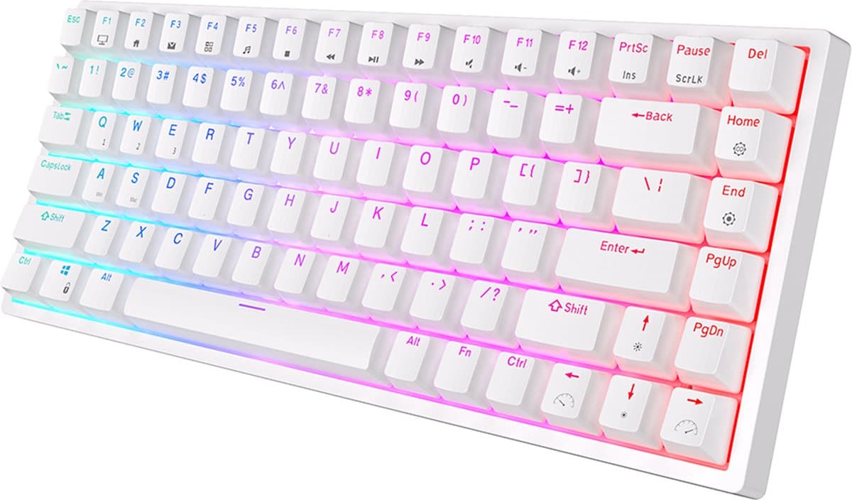 RK84 Gaming Keyboard Wit - RGB Verlichting - Hot-Swappable - Tri-Mode - Ergonomisch Mechanisch Gaming Toetsenbord Met Draadloze Verbinding - Qwerty - 80% Met Multimedia Toetsen - Brown Switches — afbeelding 1