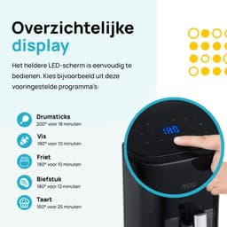 MOA Airfryer XL - 8 voorgeprogrammeerde programma's - 1600W - 4,5L Inhoud - 50ºC tot 200ºC - Zwart — thumbnail 4