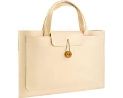 Laptoptas 11 tot 14 inch - 3 Vakken - Vegan Leer - Laptophoes - Laptop Tas - Geschikt voor o.a Dell XPS 13, MacBook Air Pro, Surface Pro 9, ChromeBook - Abrikoos