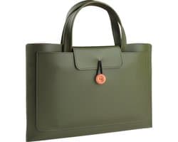 Laptoptas - 14 tot 16 inch - 3 Vakken - Vegan Leer - Laptophoes - Laptop Tas - XPS 15, Acer, Lenovo, ASUS, MacBook Air, Pro, Samsung, ChromeBook - Groen