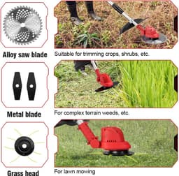 Grasmaaier - Grastrimmer - Incl 2 Accu´s & Oplader - Onkruid - Maaier - Kantelmaaier - Rood — thumbnail 5