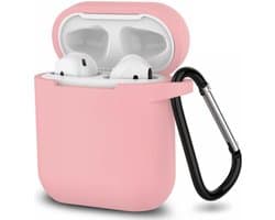 Hoesje geschikt voor Airpods 1 / Airpods 2 - Schokbestendig siliconen Case Silicone met clip - Roze