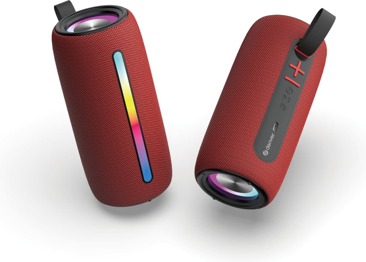 Denver Bluetooth Speaker Draadloos - Lichteffecten - Muziek Box - AUX - TWS Pairing - BTL360 - Rood — afbeelding 1