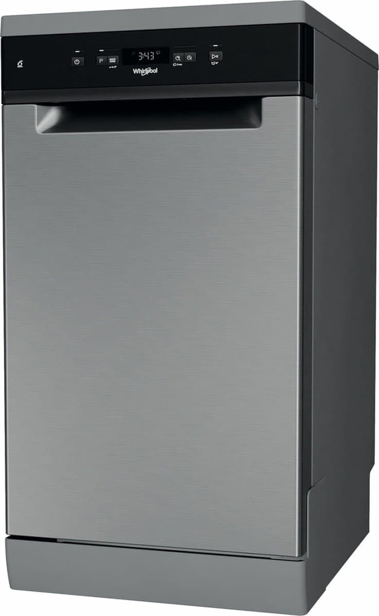 Whirlpool WSFC 3M27 X, Vrijstaand, Slimline (45 cm), Roestvrijstaal, Zwart, Knoppen, 1,3 m — afbeelding 1