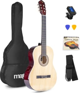 Klassieke Akoestische Gitaar 4/4 - Met Nylon Snaren - MAX SoloArt - Beginnersset met Accessoires - Hout — thumbnail 1