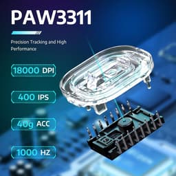 ATTACK SHARK R1 Draadloze Gaming Muis - Wired/2.4G/BT5.2 - Lichtgewicht 59G - PAW3311 - 18000DPI - Wit — thumbnail 2