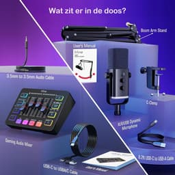FIFINE - Starterspack 2.0 - AM8T & SC3 - Podcast Starterspack - Gaming Streaming - USB RGB Microfoon met Boom Arm - Streaming Deck - DJ Mixer - Incl XLR Kabel 3M — thumbnail 3