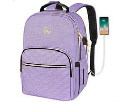 AG Luxe Rugzak Dames Paars- Rugzakken - Rugtassen - Meisje - Laptop - 28L - School - Kind - Backpack Waterafstotend- Schooltas - Reizen & Werken - Anti Diefstal Ontwerp - Inclusief Usb Oplaadstation