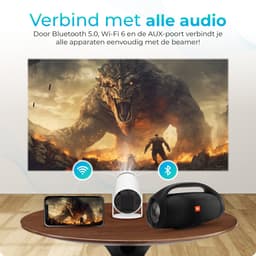 Mini Beamer - Mini Projector - Android 11 - 4k support - hy300 - 8000 lumens - led lamp - Wifi Bluetooth HDMI - Wit — thumbnail 2