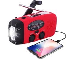 Rode Noodradio - Noodradio Opwindbaar - Noodradio op zonne-energie - fm noodradio - Dynamo Radio - radio - fm radio - powerbank noodradio - radio met zaklamp