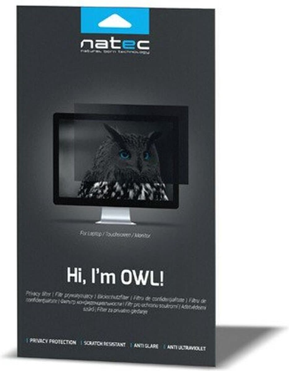 Natec OWL 21.5 - Privacyfilter - LCD-monitor - 16:9 Formaat - Krasbestendig - Touchscreen Compatibel — afbeelding 1