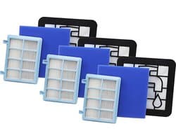 3x Filter set geschikt voor Philips PowerPro Compact & Power Pro Active en City stofzuiger FC8010/01 FC8010/02 - Motor & Uitblaas filter