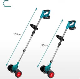 MKSS® Zweefmaaier - Grastrimmer met Accu - Grasmaaier - Handmaaier met Wielen - Blauw — thumbnail 3