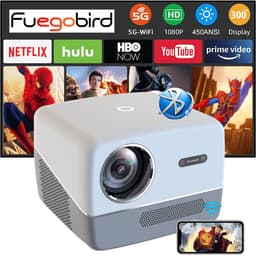 Fuegobird A6 Beamer - Smart Home Projector - Support 4K - Android TV 9.0 - Streamen met IOS & Android - Autofocus en 4D keystone - Netflix/Prime Video/Youtube - Grijs — thumbnail 2