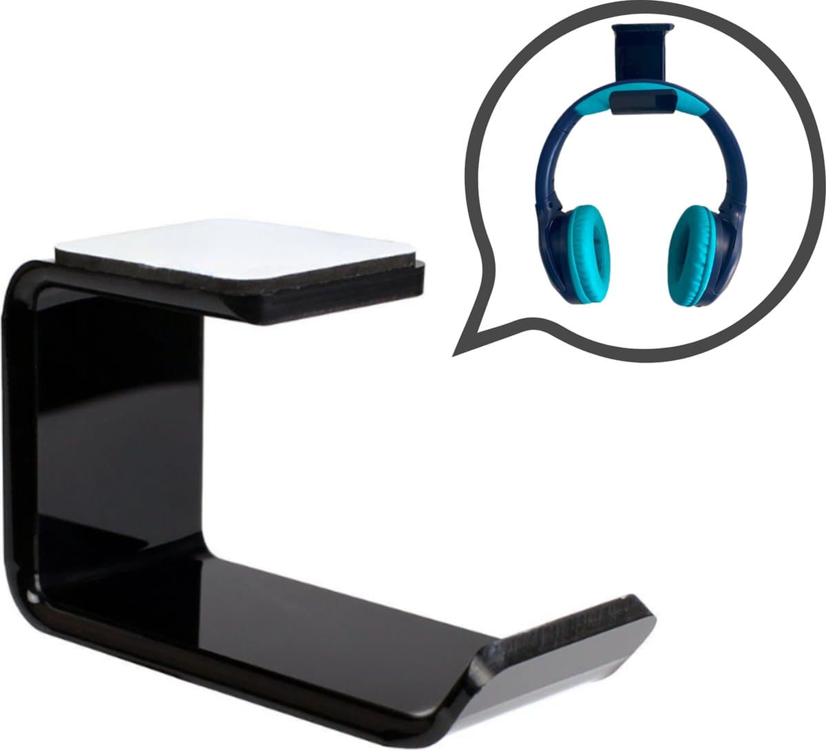 Stijlvolle Zwarte Headset Houder - Koptelefoon Wandhanger met Sterke Zelfklevende Stickers - Perfecte Gaming Accessoire - Wandhanger - Houder Bureau — afbeelding 1