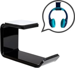 Stijlvolle Zwarte Headset Houder - Koptelefoon Wandhanger met Sterke Zelfklevende Stickers - Perfecte Gaming Accessoire - Wandhanger - Houder Bureau — thumbnail 1