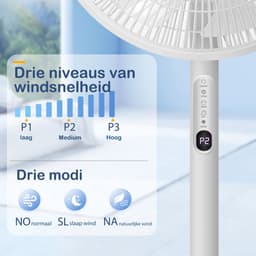 Aigostar Statiefventilator Sedate - Staande ventilator-Afstandsbediening-Timer- Stille Werking -3 snelheden- In hoogte verstelbaar - 7 bladen - 45W - Wit — thumbnail 5