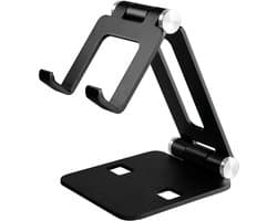 MMOBIEL Telefoonhouder Bureau - Verstelbare Telefoon, e-Reader en Tablet Houder - Universele Telefoonstandaard - Zwart Aluminium