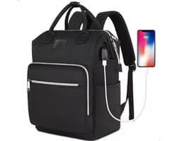 AG Rugzak & laptoptas - Zwart- rugtas - Geschikt tot 15.6 inch laptop - 25L - laptopvak - laptoptassen Anti Diefstal waterafstotend - voor dames, heren, jongens en meisjes - Inclusief Usb Oplaadstation - Zwart