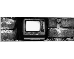 Acrylglas - Ouderwetse Televisie in de Muur (Zwart-wit) - 60x20 cm Foto op Acrylglas (Met Ophangsysteem)