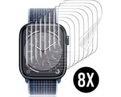 Screenprotector geschikt voor Apple Watch Serie 7 / 8 - 45 mm Screen Protector - Podec - 8 Stuks