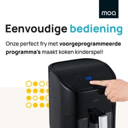 MOA Airfryer XL - 8 voorgeprogrammeerde programma's - 1600W - 4,5L Inhoud - 50ºC tot 200ºC - Zwart — thumbnail 6