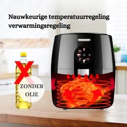 5,5 liter Heteluchtfriteuse zonder Olie met Touchscreen - Timer en Temperatuurregeling Airfryer - 6 Programma's - 1500 W - Geschikt voor 3-5 Personen — thumbnail 2