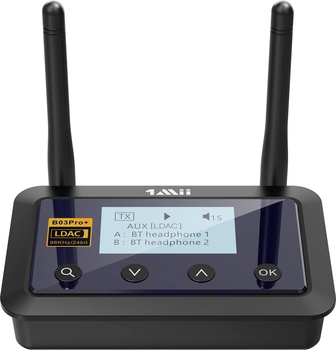 1Mii B03Pro+ HiFi Stereo Bluetooth 5.0 Transmitter TV, AptX Low Latency & HD Bluetooth-ontvanger voor stereo-installatie met gecertificeerde LDAC en LCD-display voor tv-thuistereo-installatie — afbeelding 1
