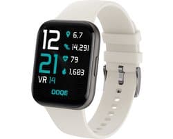 OOQE WATCH PRO 6 - Smartwatch Heren en Dames | Geschikt voor iOS en Android | Full HD | Notificaties | Gezondheidsanalyse | Sportanalyse | GPS koppeling | Music & Call Control | Spelletjes | Ergonomisch | Nederlandstalig | Wit