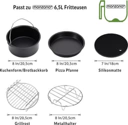 Monzana Heteluchtfriteuse Accessoires - Set 9-delig Metaal – Zwart — thumbnail 2