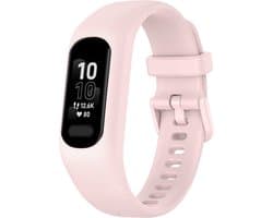 Siliconen Smartwatch bandje - Geschikt voor Garmin Vivosmart 5 siliconen bandje - roze - Strap-it Horlogeband / Polsband / Armband